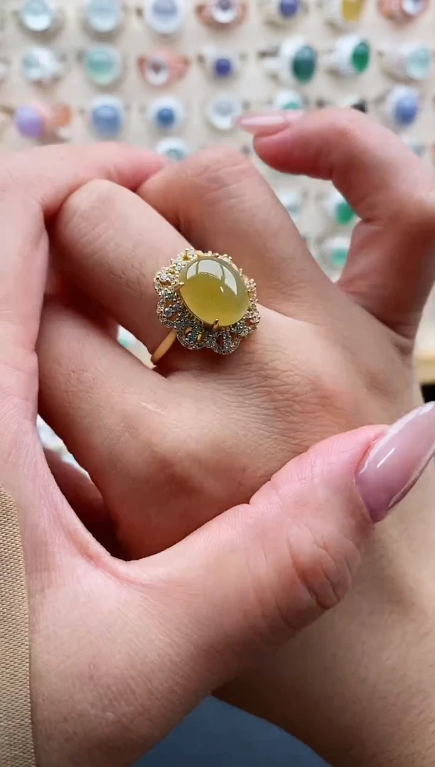 银S925镶嵌戒指翡翠天然缅甸翡翠A货111-6-6