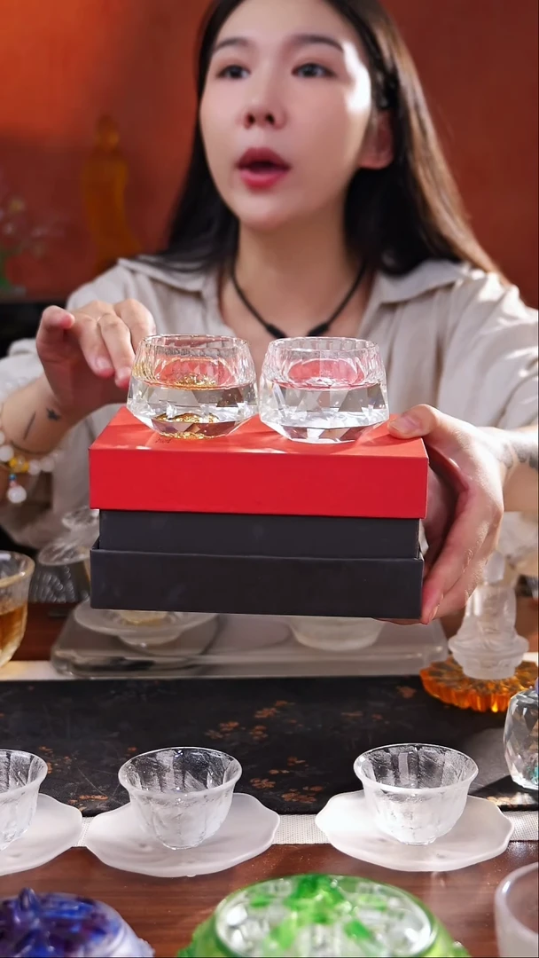 K9水晶莲花杯一对