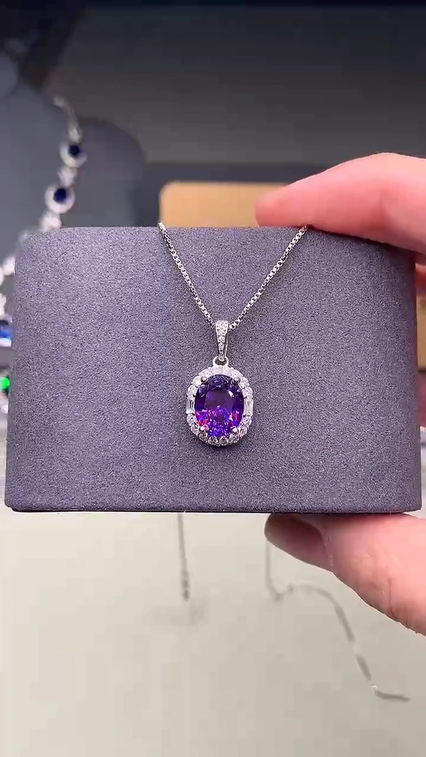 吊坠(赠链)彩色蓝宝石银S925镶嵌······