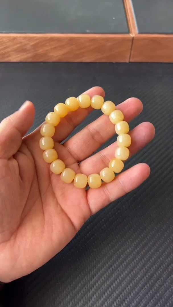 【闪购商品】和田玉手串未镶嵌且末金山微色差卡11老型珠L