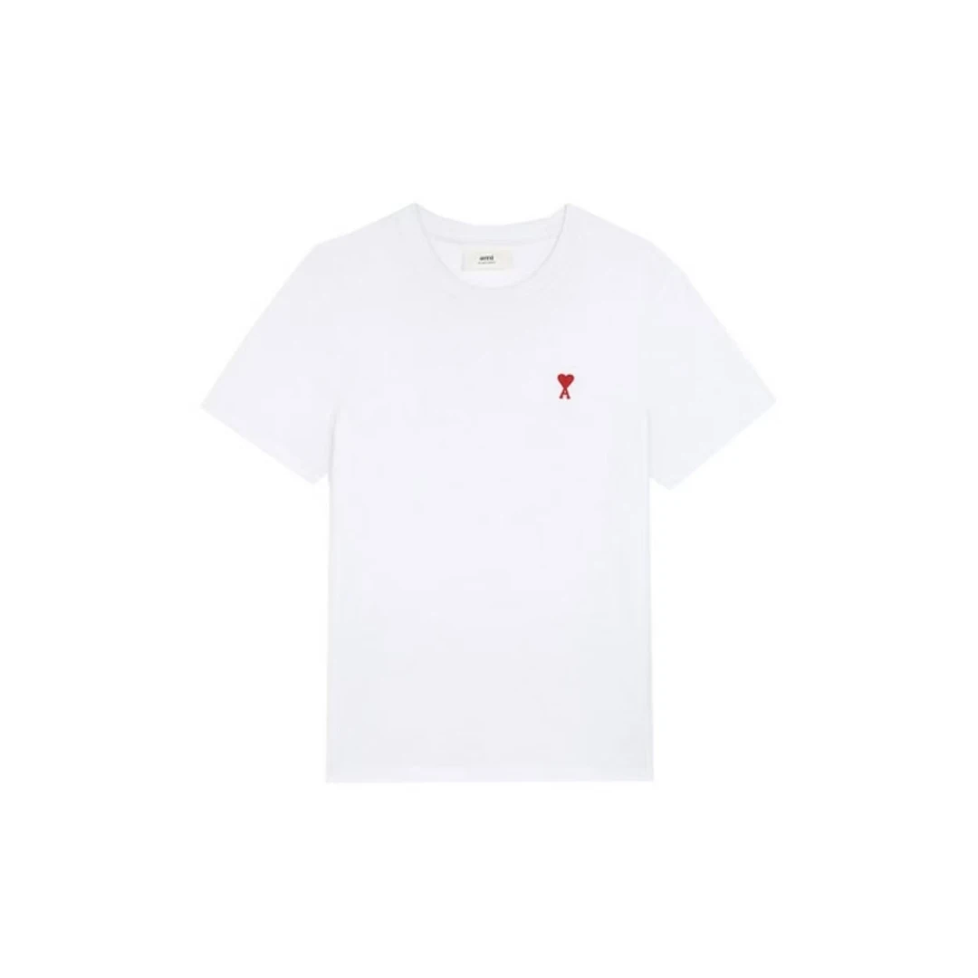 AMIPARIS De Coeur 爱心刺绣圆领短袖T恤 黑色/白色 男女同款
