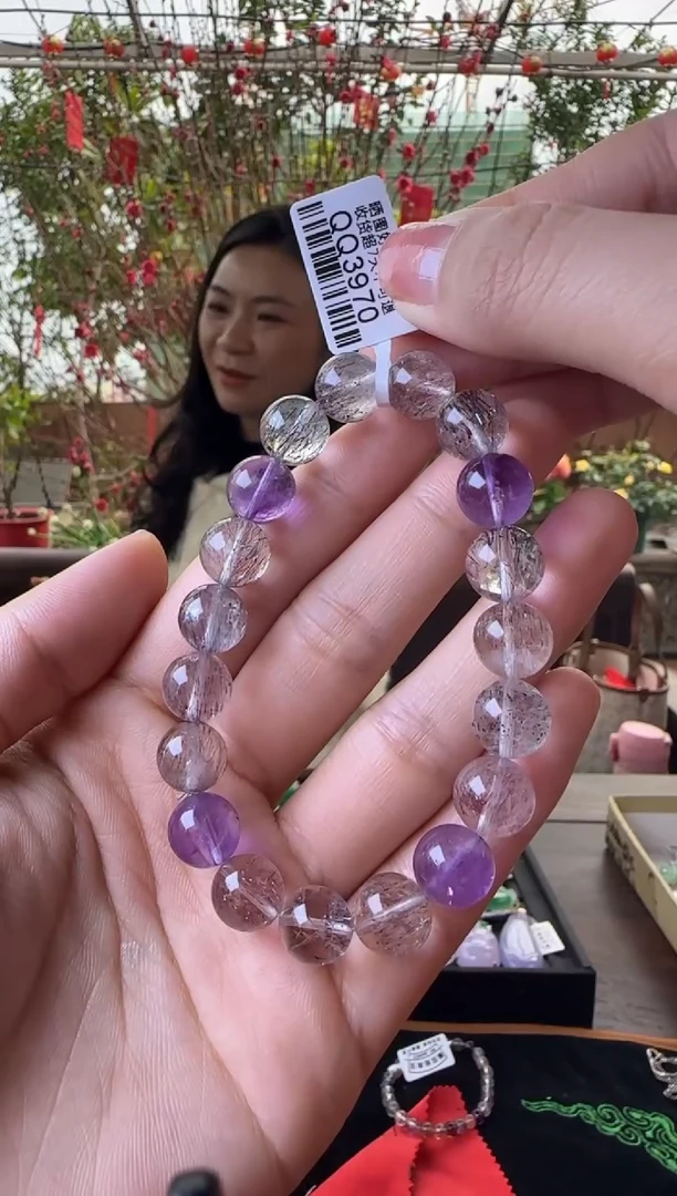 【闪购商品】水晶手串未镶嵌QQ3970彩超七水晶手串10+