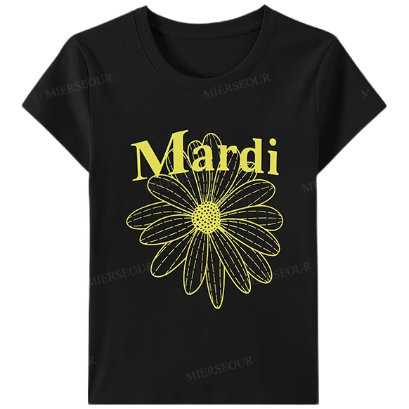 【封后轻奢设计】【小雏菊】简约字母印花设计感休闲短袖5968/8306