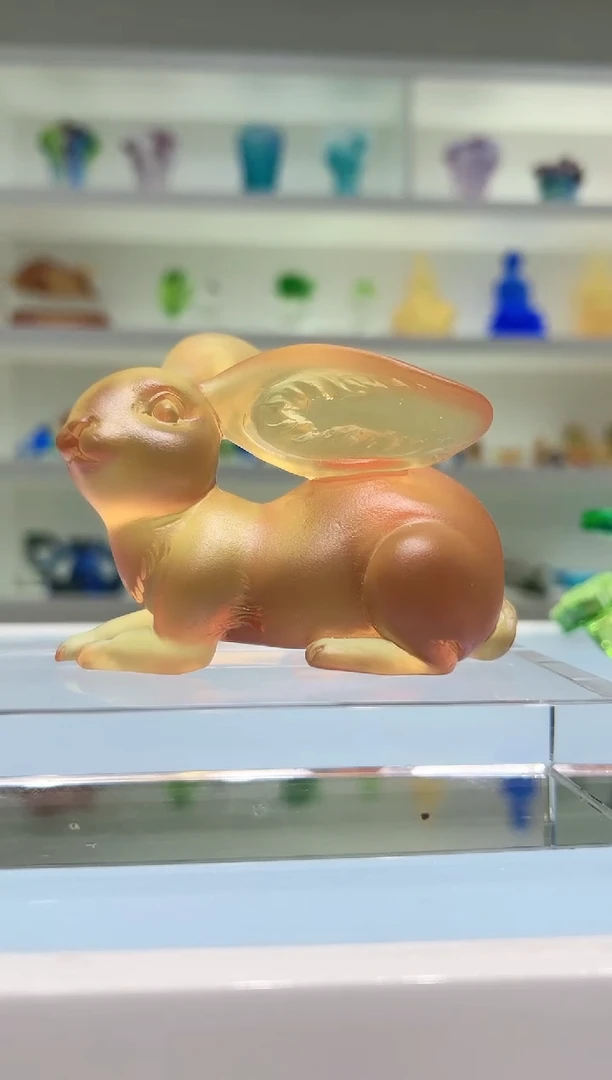 【闪购商品】茶宠古法琉璃兔子金色