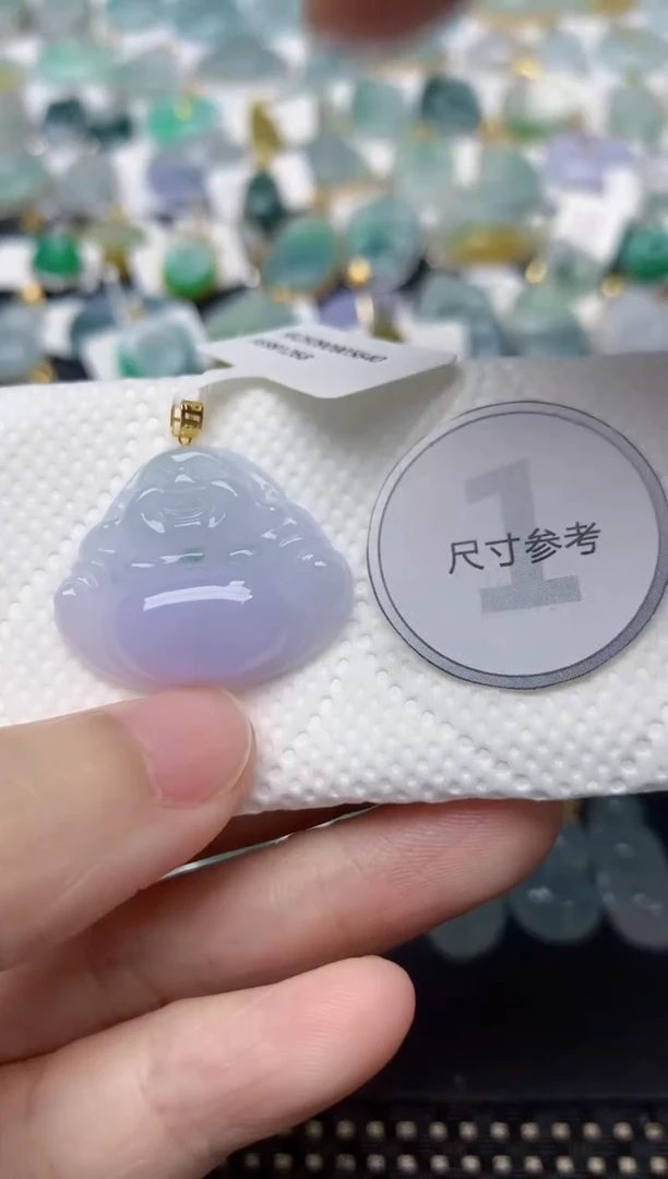颈饰18K金镶嵌翡翠天然缅甸A货翡翠