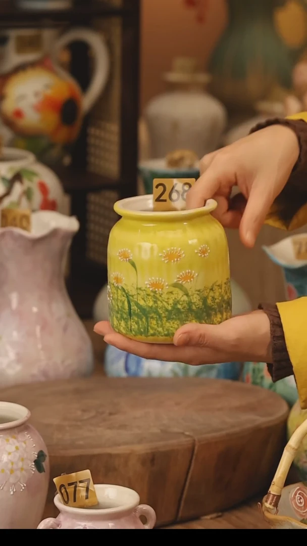 陶瓷景德镇设计师手作花器摆件侘寂风@M268@
