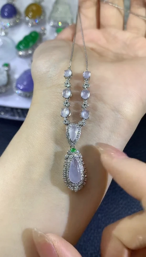 翡翠18K金镶嵌套链Z25