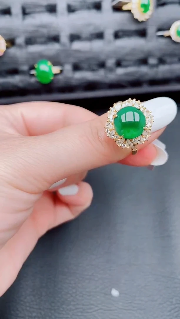 【闪购商品】翡翠戒指银S925镶嵌天然a货翡翠272