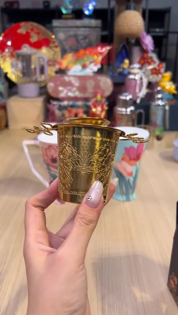 96金色双耳茶漏