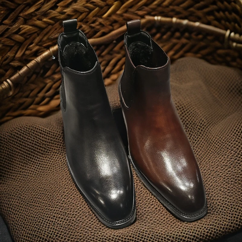 25051男士牛皮切尔西休闲商务英伦风休闲皮鞋