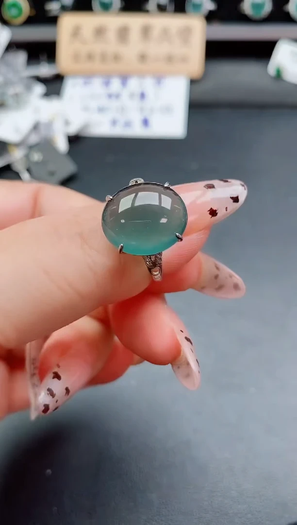 银S925镶嵌戒指翡翠1