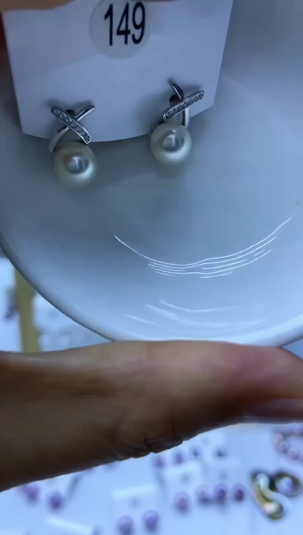 银S925镶嵌耳饰海水珍珠149