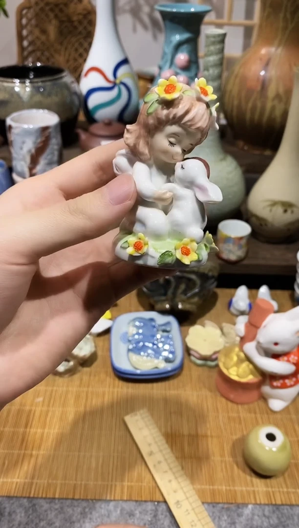 瓷片天使陶瓷摆件（花瓣有一点瑕）