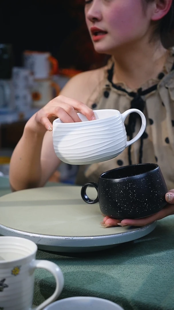 【闪购商品】黑白早餐系列对杯|默认微瑕