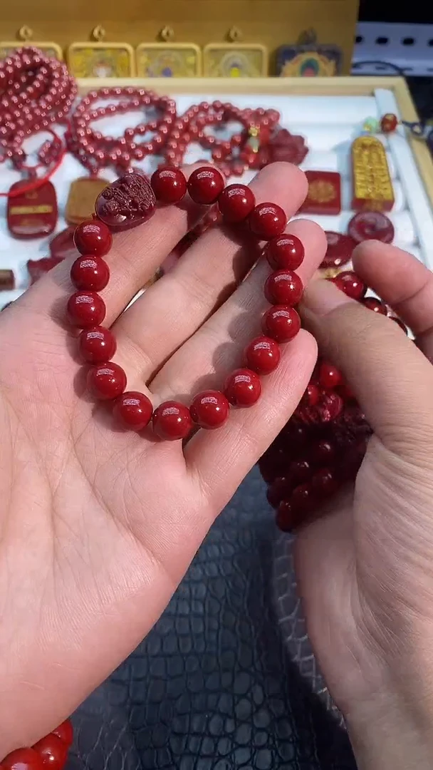 天然辰砂阿*单圈手链10