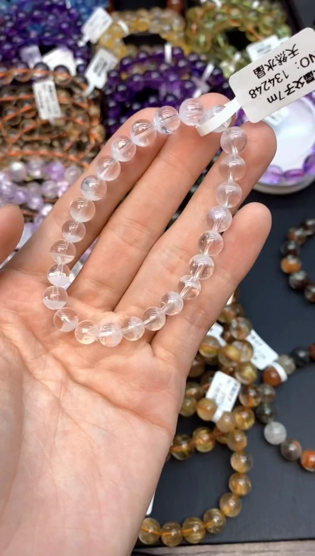 未镶嵌手串水晶14白幽灵7mm+