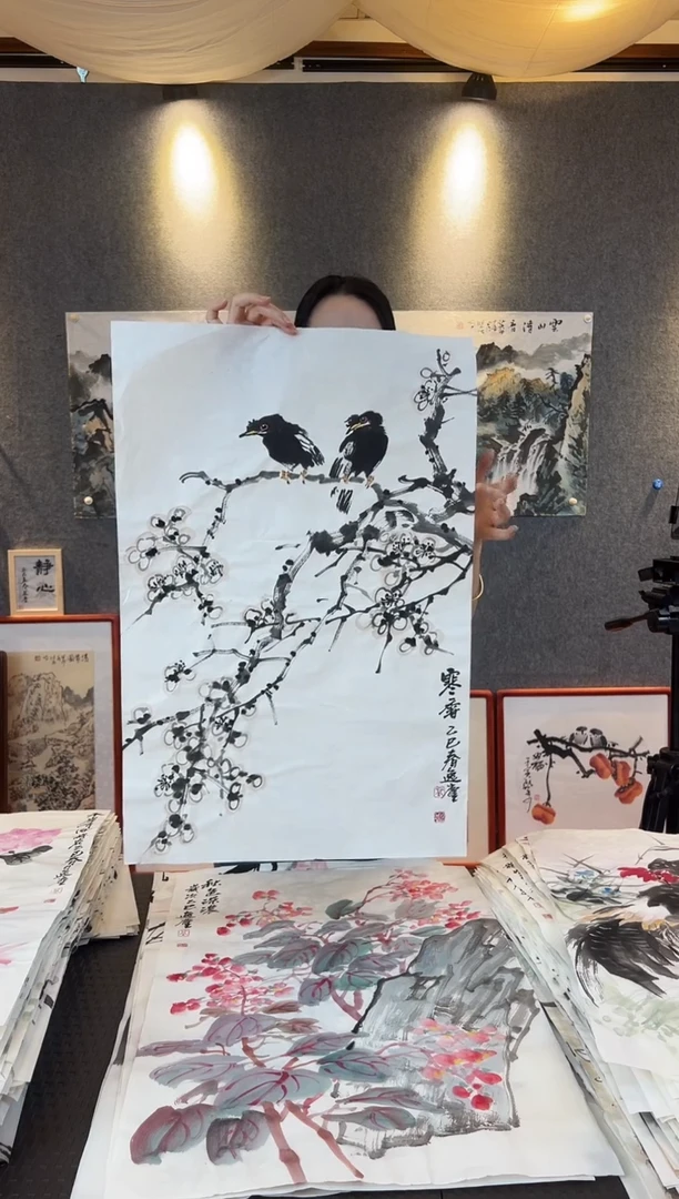 国画高勇利四尺三开68*45