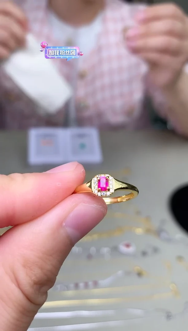 红宝石戒指银S925镶嵌戒指