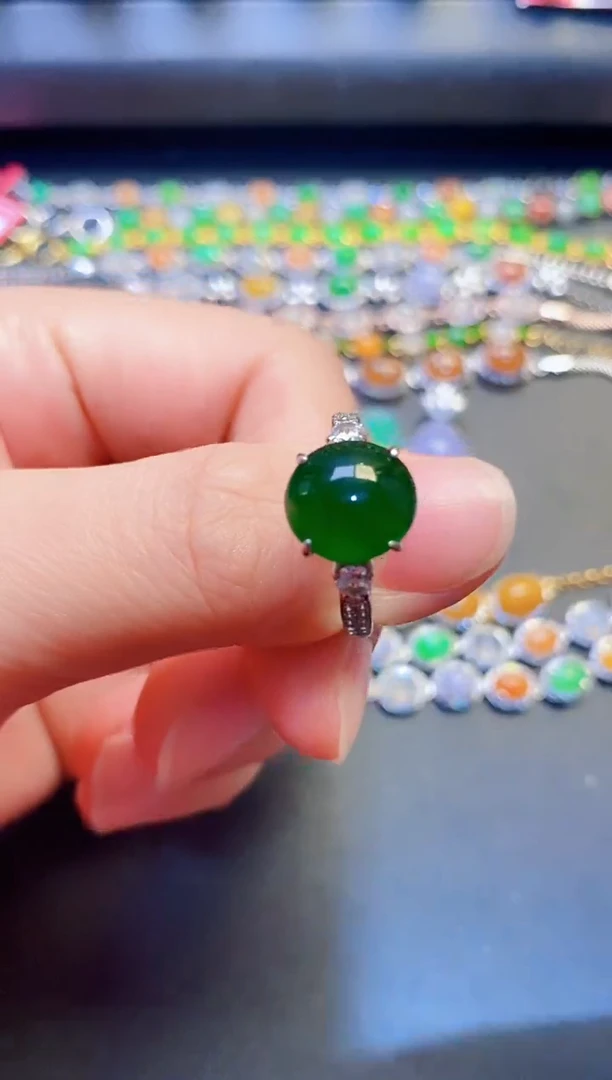 银S925镶嵌戒指翡翠你**好天然