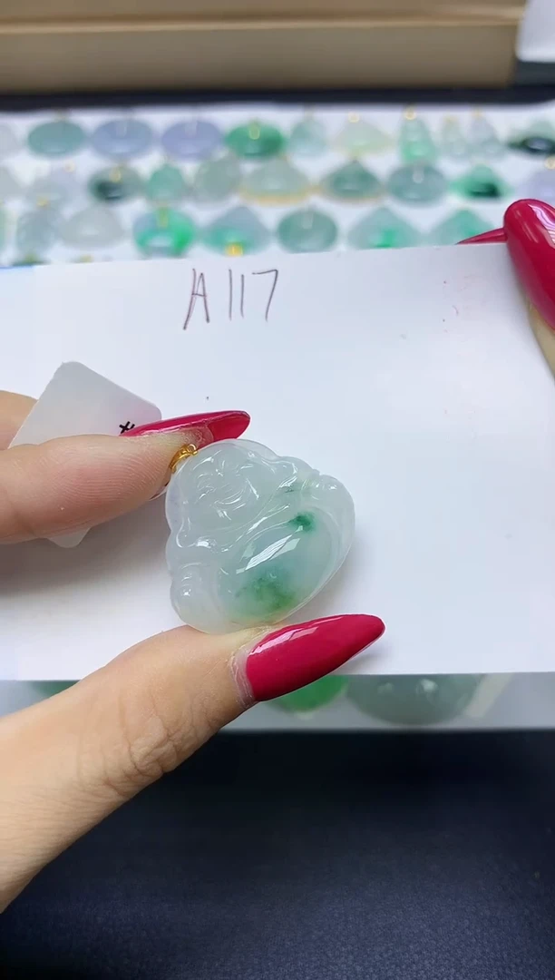 颈饰18K金镶嵌翡翠天然缅甸A货翡翠百元以上9元证书费自理