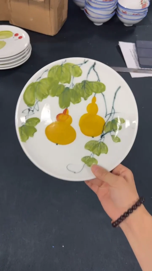 景德镇手绘釉中彩（食品级）平盘