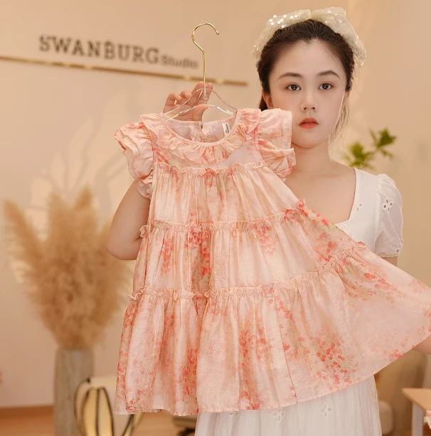 【Y.d5766】2025夏季新款女童气质重工女宝泡泡袖甜美公主连衣裙