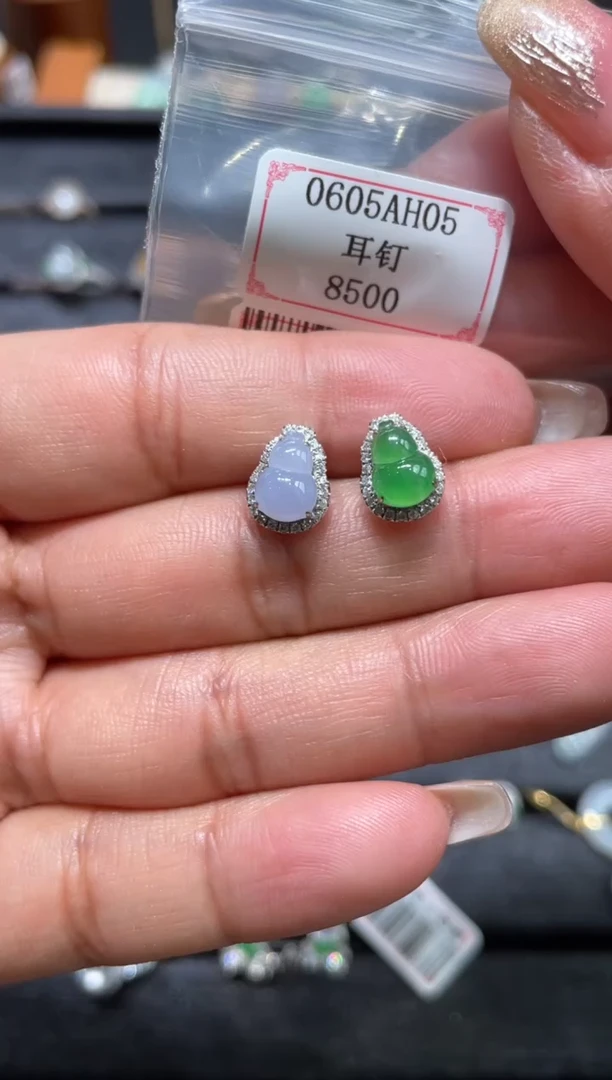 翡翠18K金镶嵌耳饰0605AH05