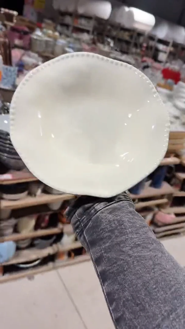 陶瓷珠点异形深盘微瑕 凑满20元包邮