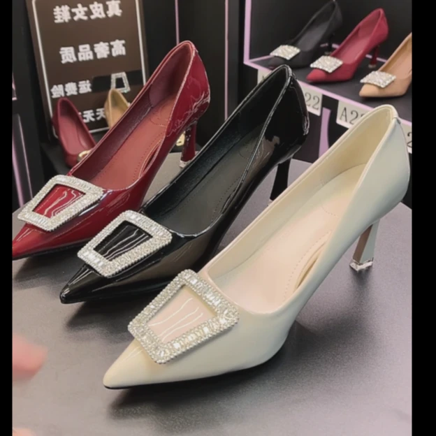 【舒丽芙】 2025新款时尚百搭气质浅口法式细跟尖头细高跟鞋