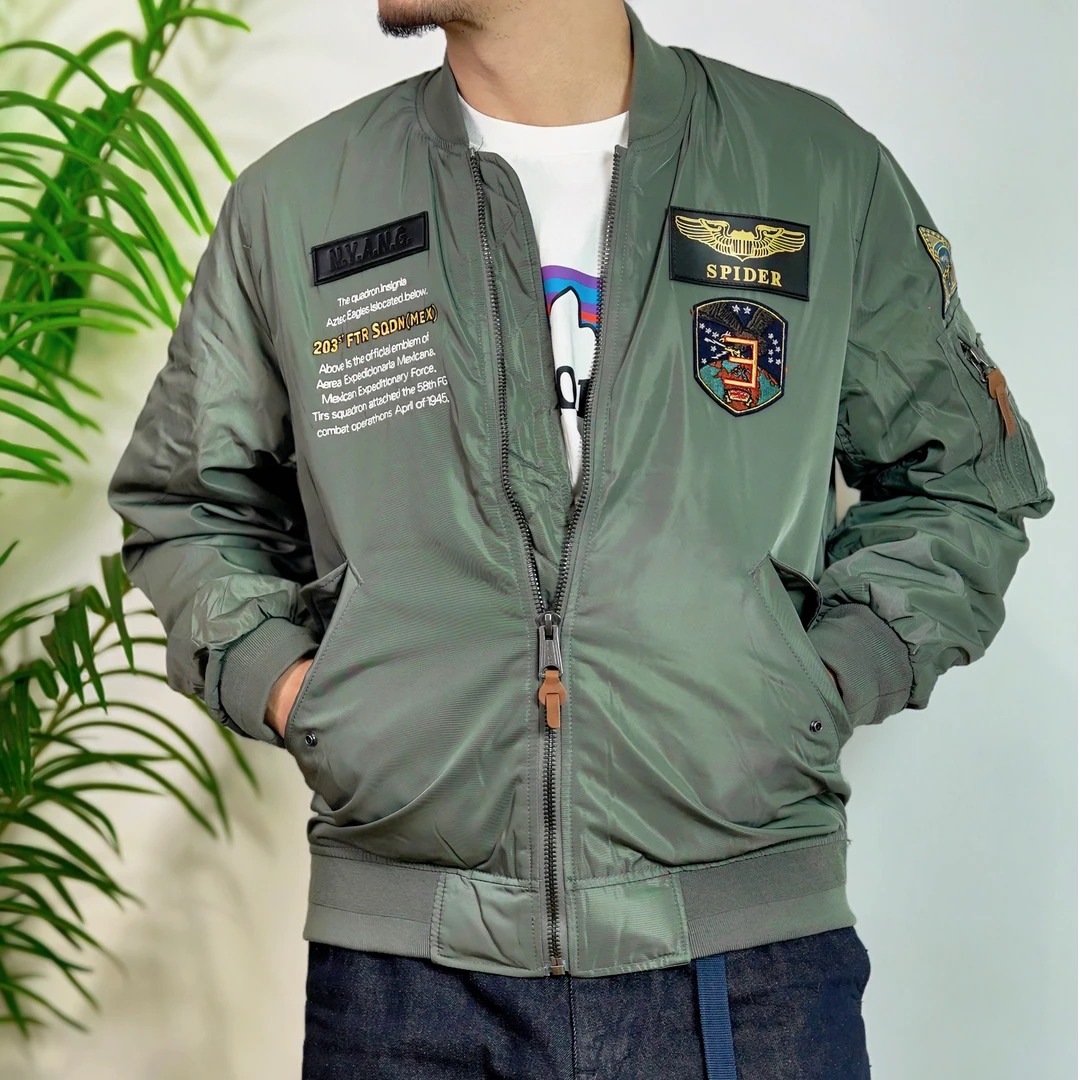 ADSK美式飞行夹克男韩版刺绣棒球服薄夹棉大码飞行服工装外套潮