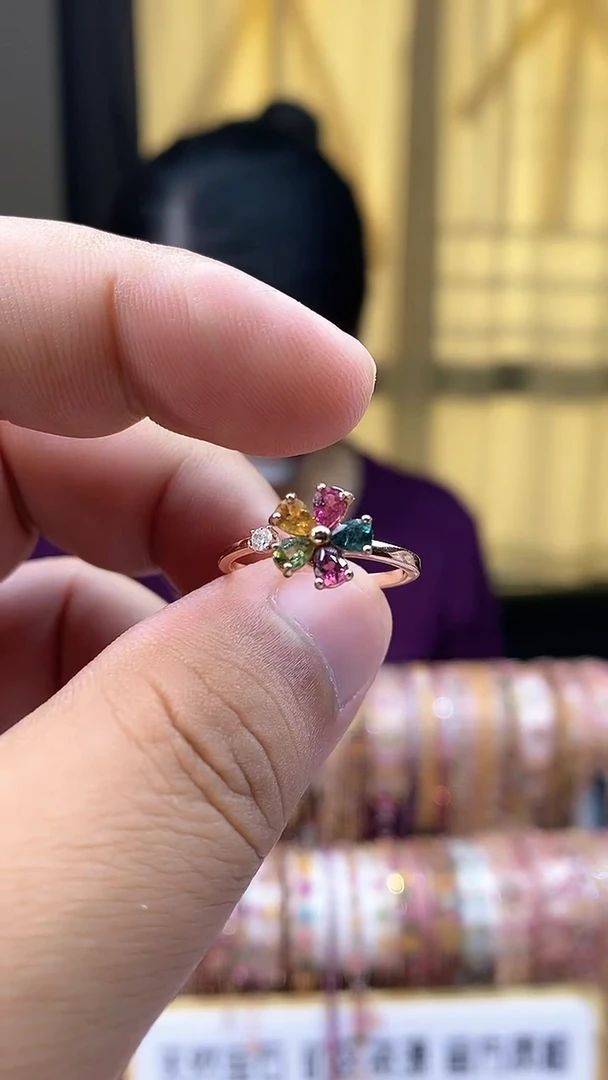 银S925镶嵌戒指碧玺156156651554