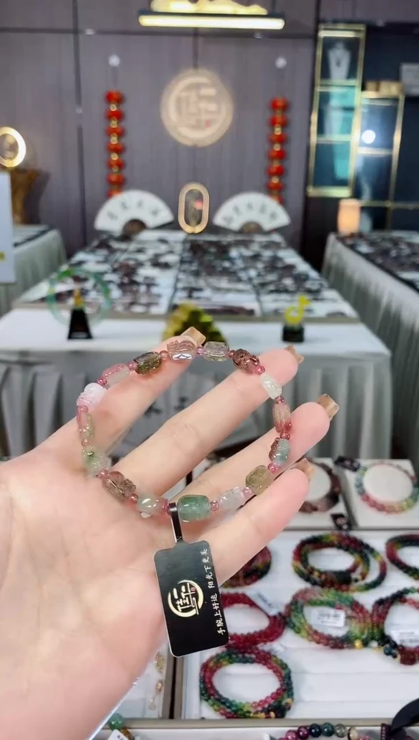 未镶嵌老矿碧玺貔貅单圈手串碧玺dan多样性发货一条