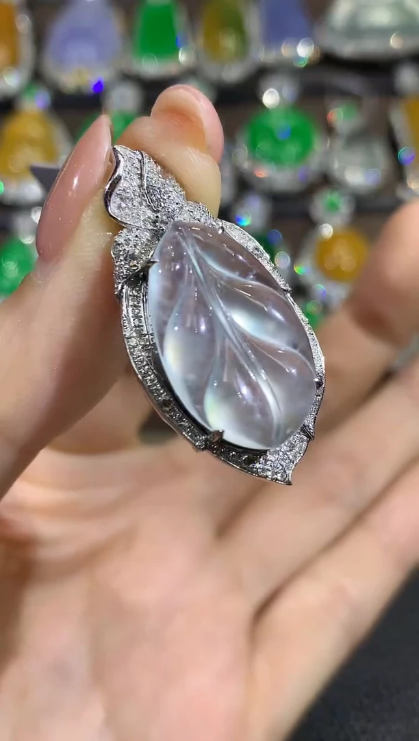 吊坠(不含链)18K金镶嵌翡翠D49翡翠