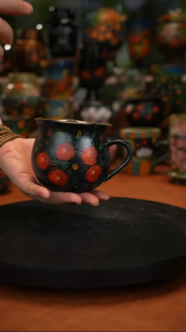 紫砂油画手绘 釉下彩