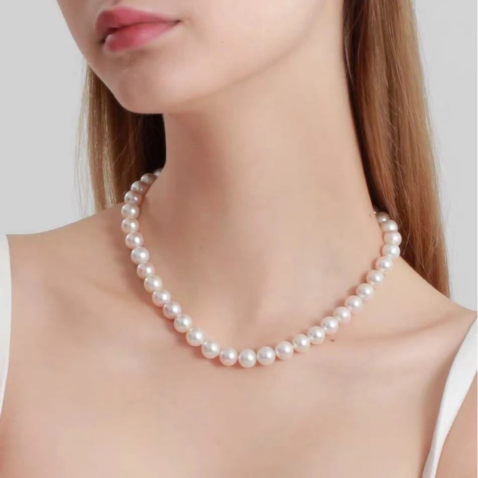 【加长款48cm】极强光9-11mm珍珠近正圆极微微暇淡水天然珍珠妈妈链