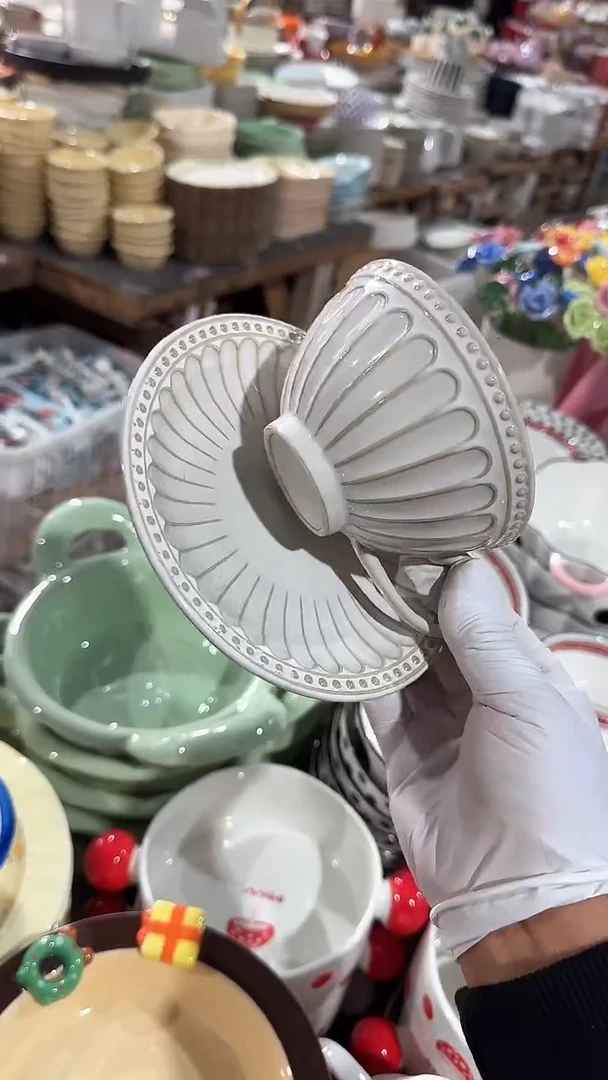 陶瓷珠点咖啡杯碟 微瑕凑满20元包邮