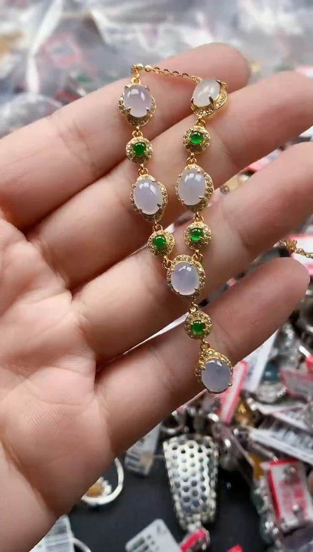 银S925镶嵌戒指翡翠天然A货缅甸翡翠