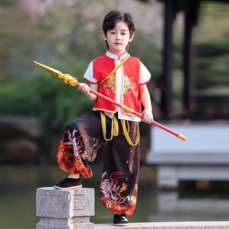 【哪吒】男女同款表演服哪吒2魔丸儿童夏装国潮风衣服cos主题演出服