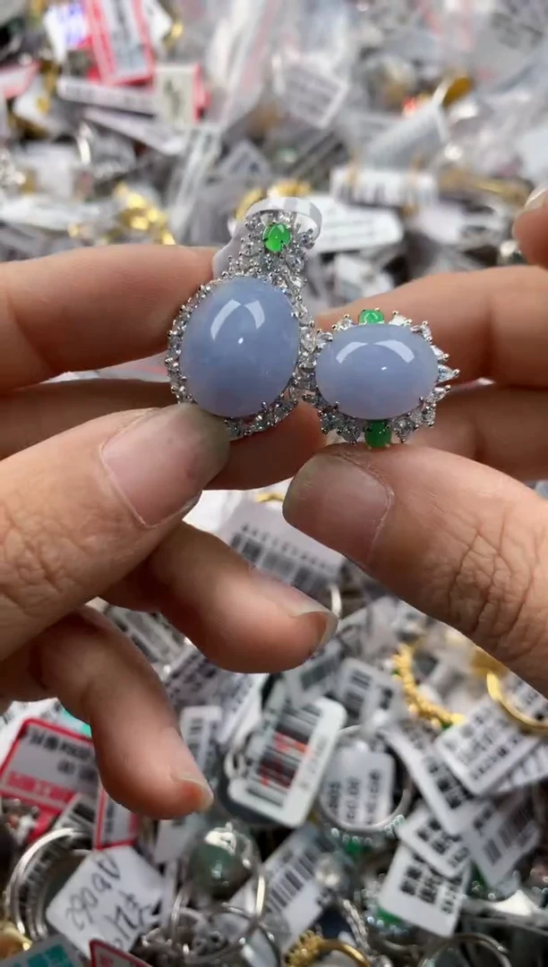 银S925镶嵌戒指翡翠555---6