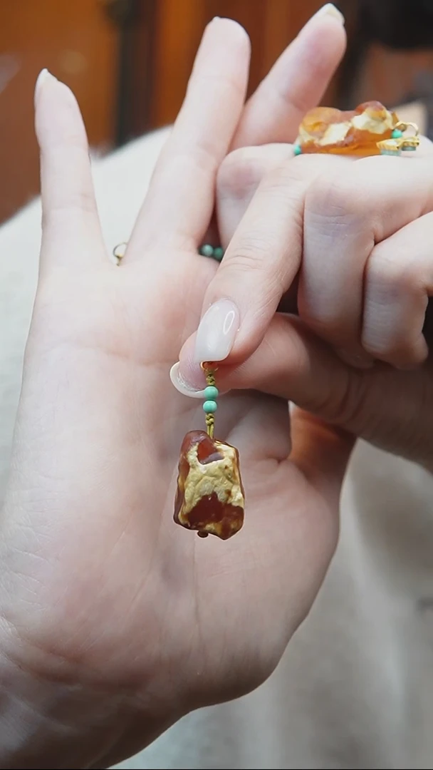 裸石蜜蜡未镶嵌*蜜蜡原石小提溜*活扣头*百搭小配饰*