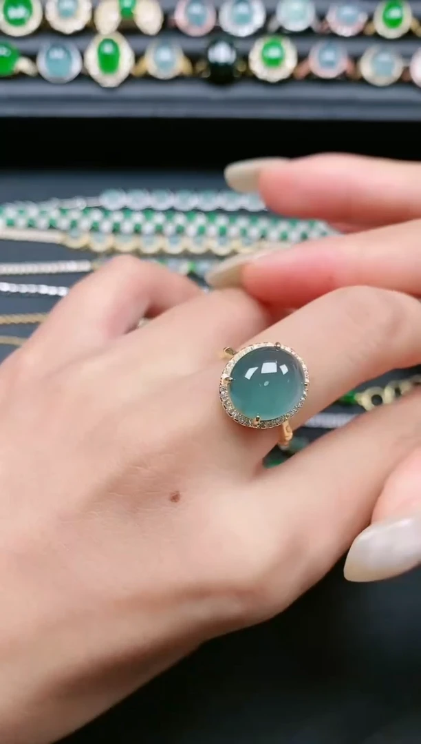 翡翠戒指银S925镶嵌1111