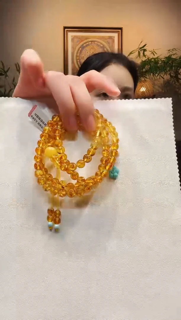 琥珀（花珀）颈饰未镶嵌108