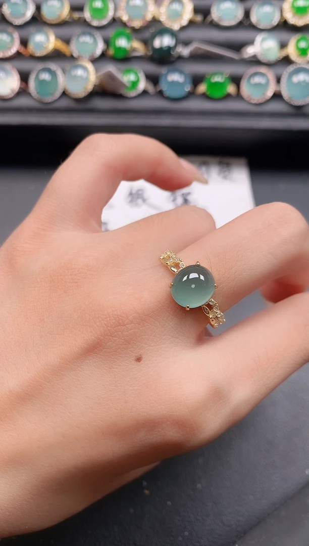 翡翠戒指银S925镶嵌1111111