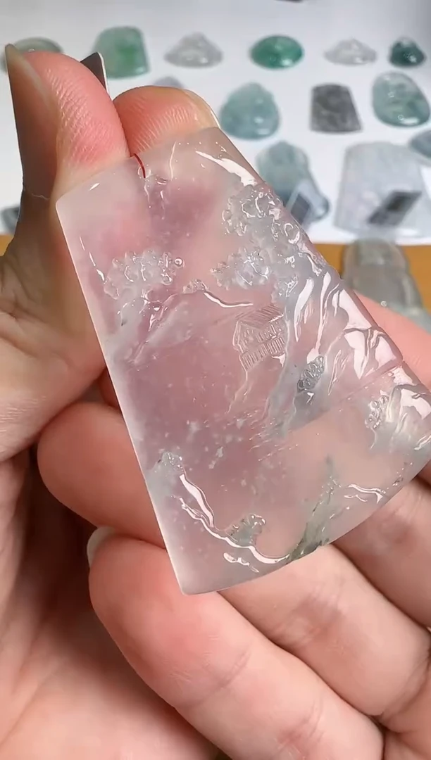 翡翠未镶嵌吊坠(不含链)山水牌
