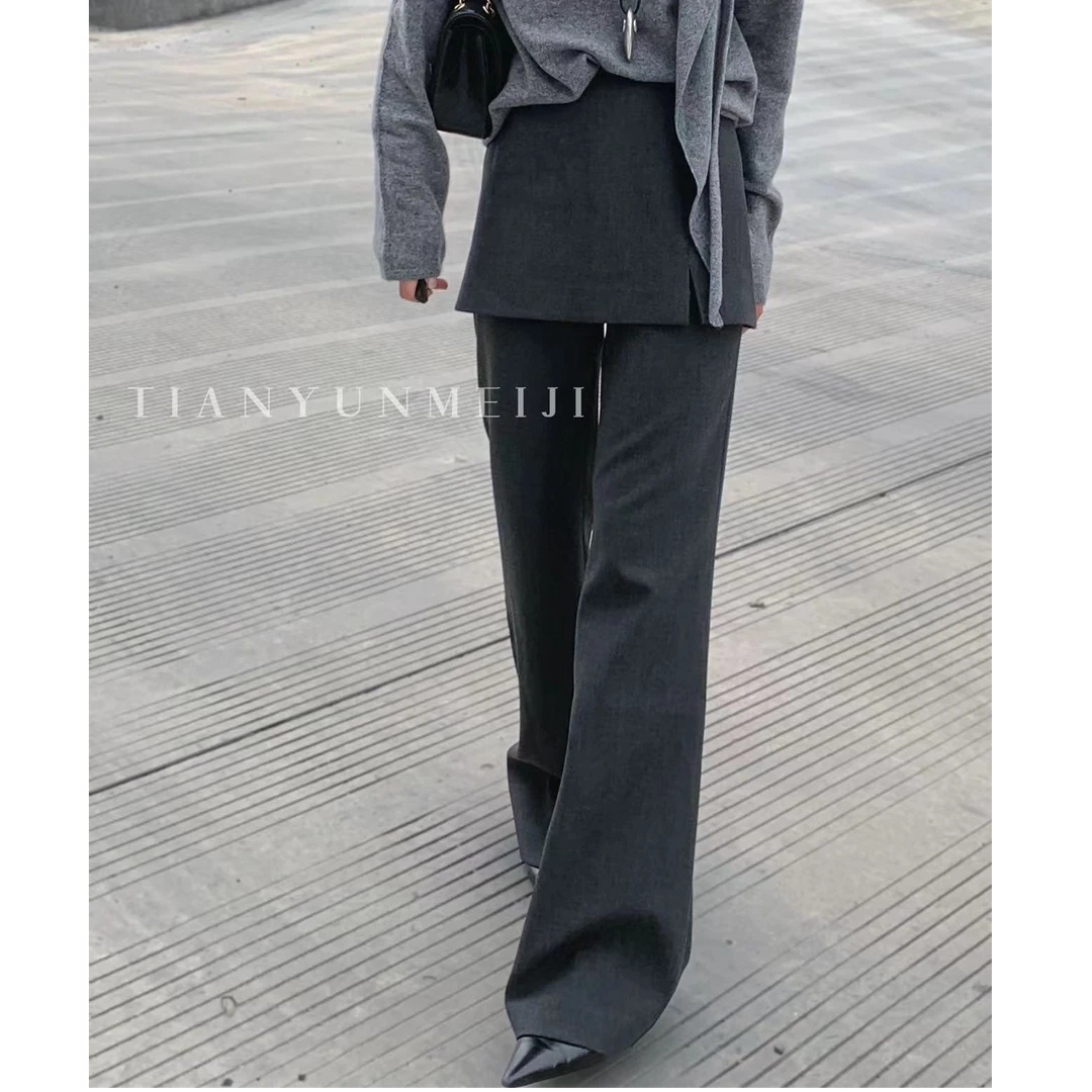 【no退no换 谨慎下单】假两件裙裤微喇直筒裤  8858