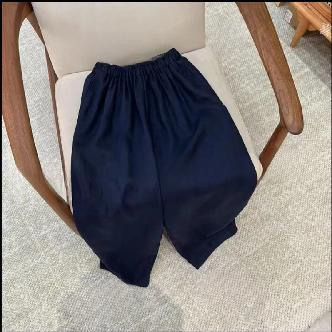 中腰休闲常规直筒裤水洗无弹力休闲裤抽绳短裤松紧腰