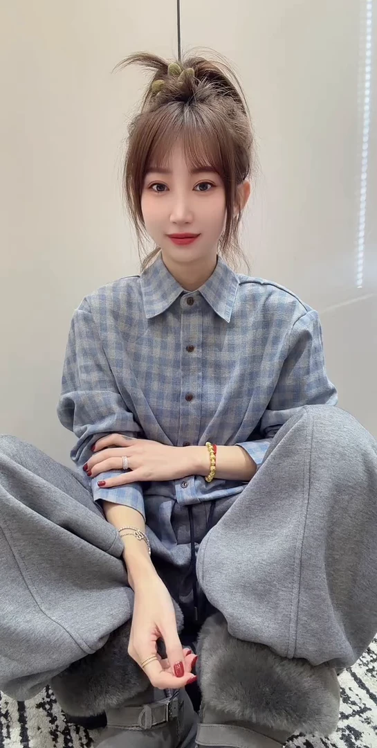 韩系百搭撞色格子长袖衬衫女2025秋冬新款洋气宽松休闲外套上衣潮