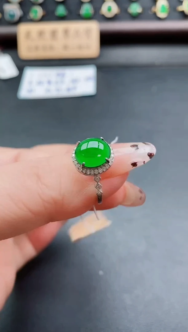 银S925镶嵌戒指翡翠1