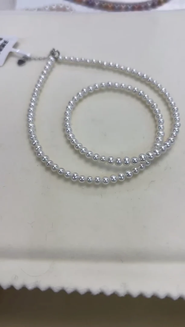 颈饰银S925镶嵌淡水珍珠3.5-4mm