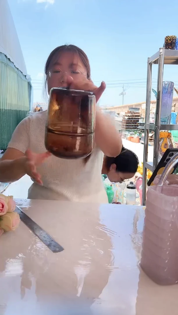 现代客厅摆件玻璃花瓶高级感